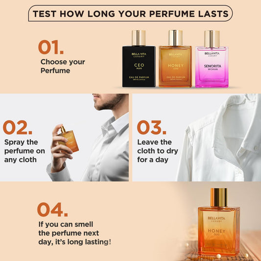 BellaVita Luxury Honey Oud Eau de Parfum (3.4 fl. oz.) | Patchouli, Vanilla, Bergamot, Floral & Spicy + Made with Clean & Vegan Essentials Oils + Cruelty Free | Long-Lasting Unisex Fragrance