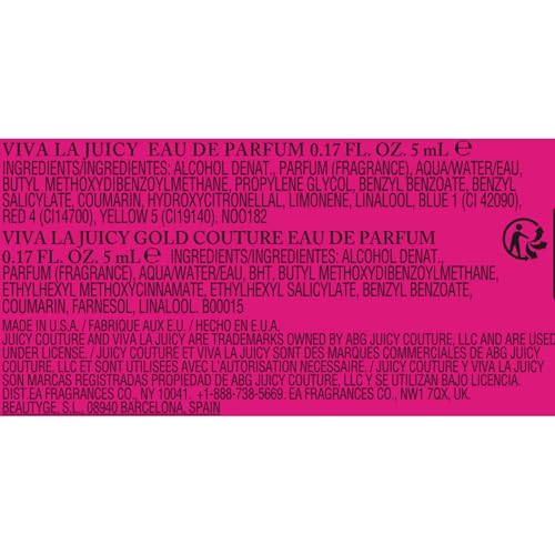 Juicy Couture Viva La Juicy and Viva La Juicy Gold Couture 2-Piece Mini Fragrance Gift Set, Travel Size Perfumes for Women, Amber Gourmand EDP Spray, 0.17 fl oz