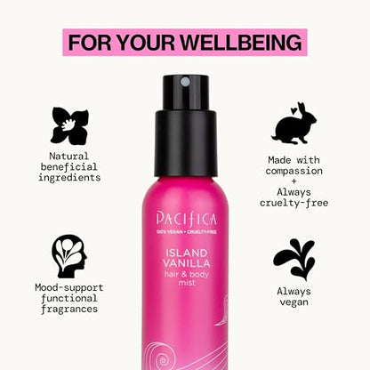 Pacifica Hair & Body Mist Take Me There Travel Size, Gift Set, Fragrance, Perfume Body Spray, Island Vanilla, Dream Moon, Silver Moon (Set of 3) Clean Vegan & Cruelty-Free Dermatologist Tested