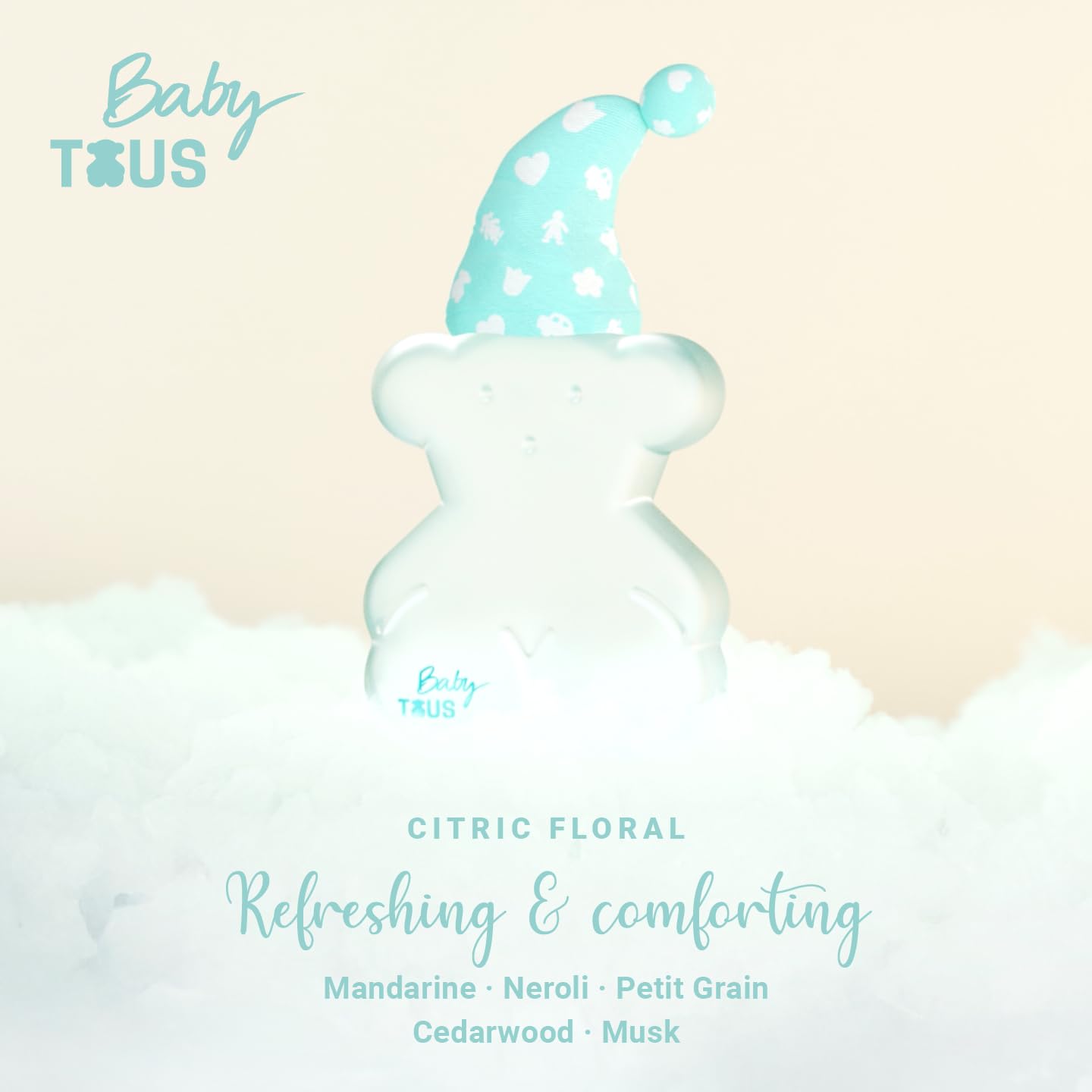 TOUS Baby Cologne for Boys and Girls, Alcohol Free, Gentle Perfume, Safe for Babies. Citrusy Floral Unisex Fragrance, Perfect for Delicate Skin, Ideal Baby Gift, 3.4 fl. oz.