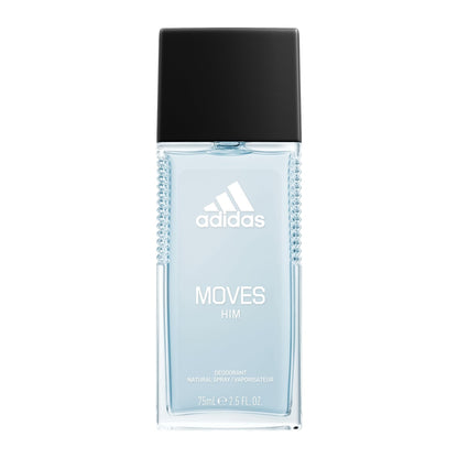 Adidas Moves Him Body Fragrance 2.5 fl oz (Pack of 1) , Notes of Green Apple, Cedarwood, Musk, Men's Fragrance, Long Lasting, Sporty Fragrance, Travel Size