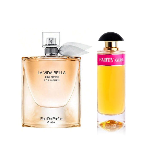 AFLUXE Women's Perfume La Vida Bella& Party Girl Combo Set Eau De Parfum Long Lasting Fragrance 3.4 Fl Oz Spray Each for Daily Used