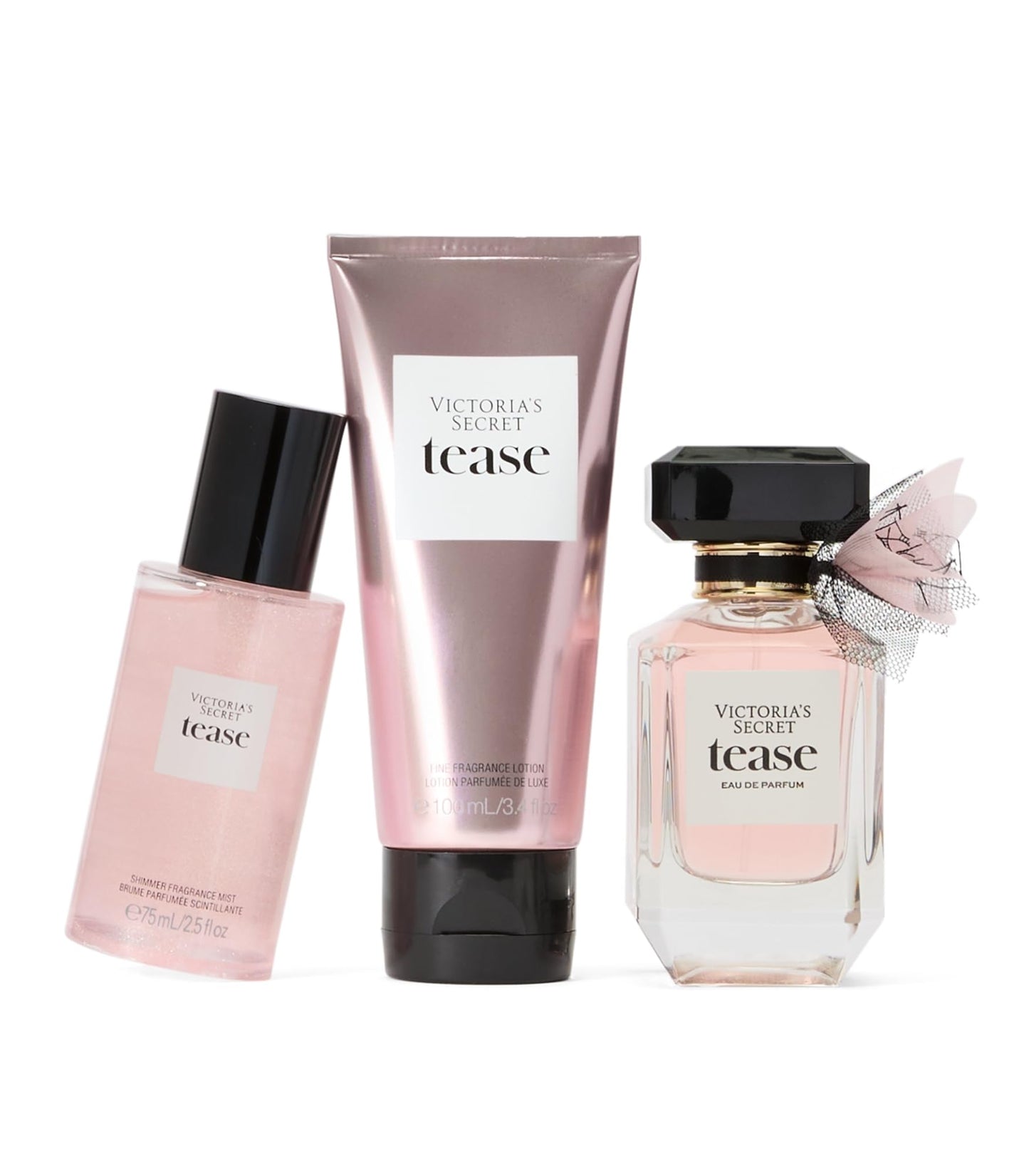 Victoria's Secret Tease 3 Piece Luxe Fragrance Gift Set: 1.7 oz. Eau de Parfum, Travel Lotion & Shimmer Mist