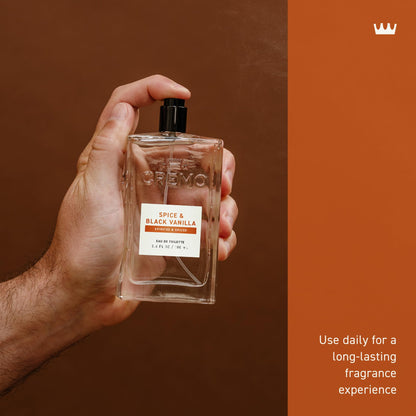 Cremo Cologne for Men - Spice & Black Vanilla Mens Cologne Spray - An Explosion of Vibrant Spices, Dark Woods and Black Vanilla, Fragrances For Men, 3.4 Fl Oz