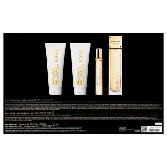 Sexy Amber by Michael Kors for Women - 4 Pc Gift Set 3.4oz EDP Spray, 0.33oz EDP Spray 3.4oz Body Lotion, 3.4oz Shower Gel