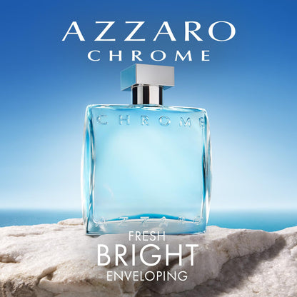 Azzaro Chrome Eau de Toilette - Fresh Aquatic Mens Cologne - Citrus, Woody, Musky Fragrance -Fresh Everyday Wear - Classic Summer Beach Scent - Luxury Perfumes for Men - Full Size, 3.38 Fl. Oz