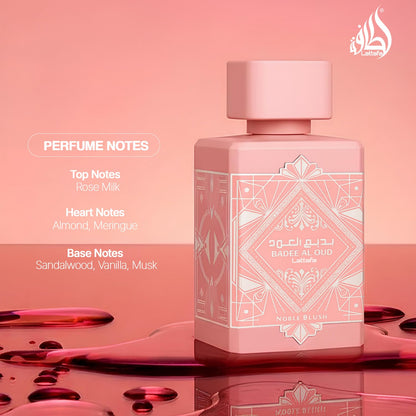 Lattafa Bade'e Al Oud Noble Blush for Unisex Eau de parfum Spray, 3.4 Ounce / 100 Ml