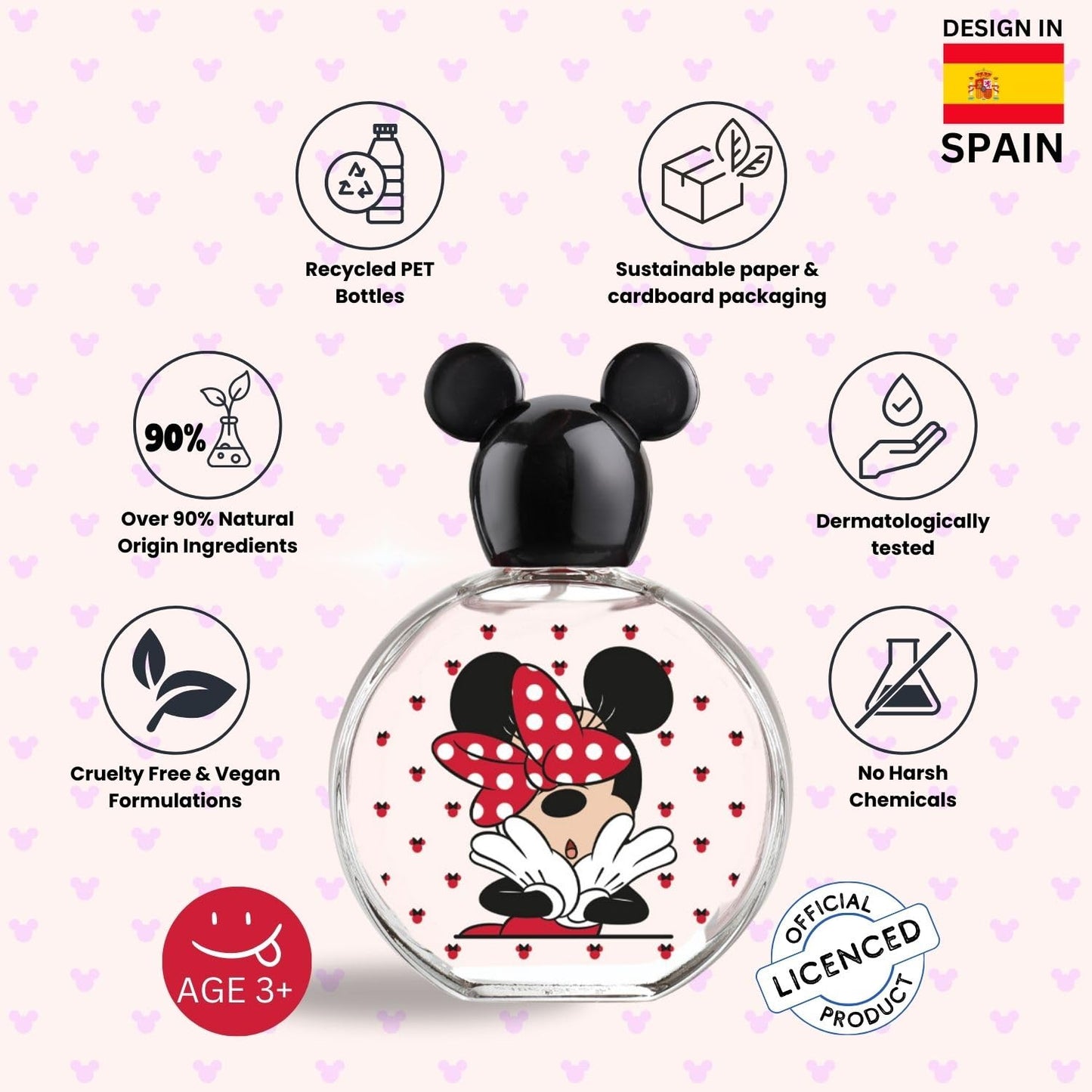 Minnie Mouse, Disney, Fragrance, for Kids, Eau de Toilette, EDT, 3.4oz, 100ml, Perfume, Spray, Made in Spain, by Air Val International