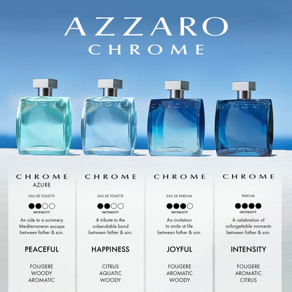 Azzaro Chrome Eau de Toilette - Fresh Aquatic Mens Cologne - Citrus, Woody, Musky Fragrance -Fresh Everyday Wear - Classic Summer Beach Scent - Luxury Perfumes for Men - Full Size, 3.38 Fl. Oz