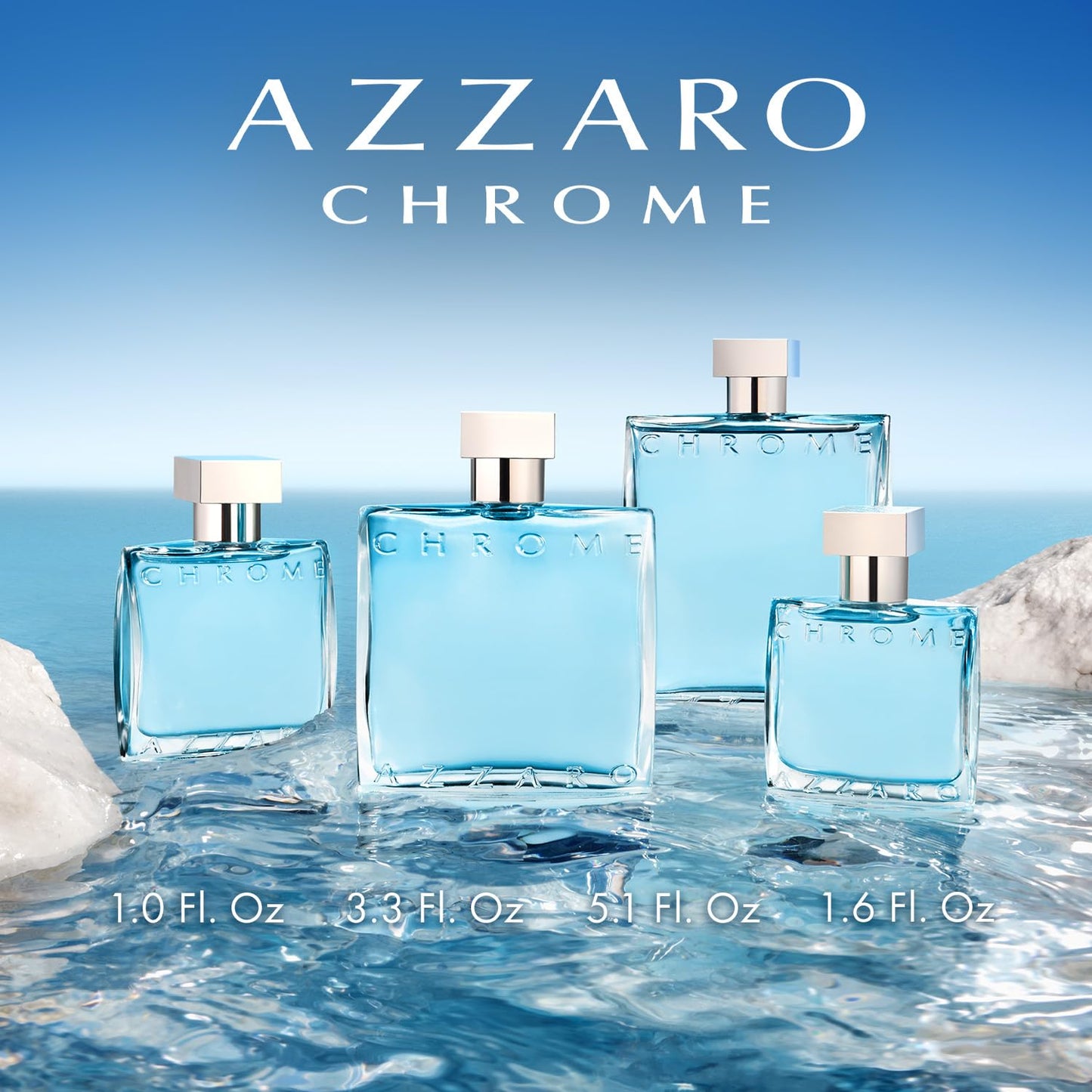 Azzaro Chrome Eau de Toilette - Fresh Aquatic Mens Cologne - Citrus, Woody, Musky Fragrance -Fresh Everyday Wear - Classic Summer Beach Scent - Luxury Perfumes for Men - Full Size, 3.38 Fl. Oz