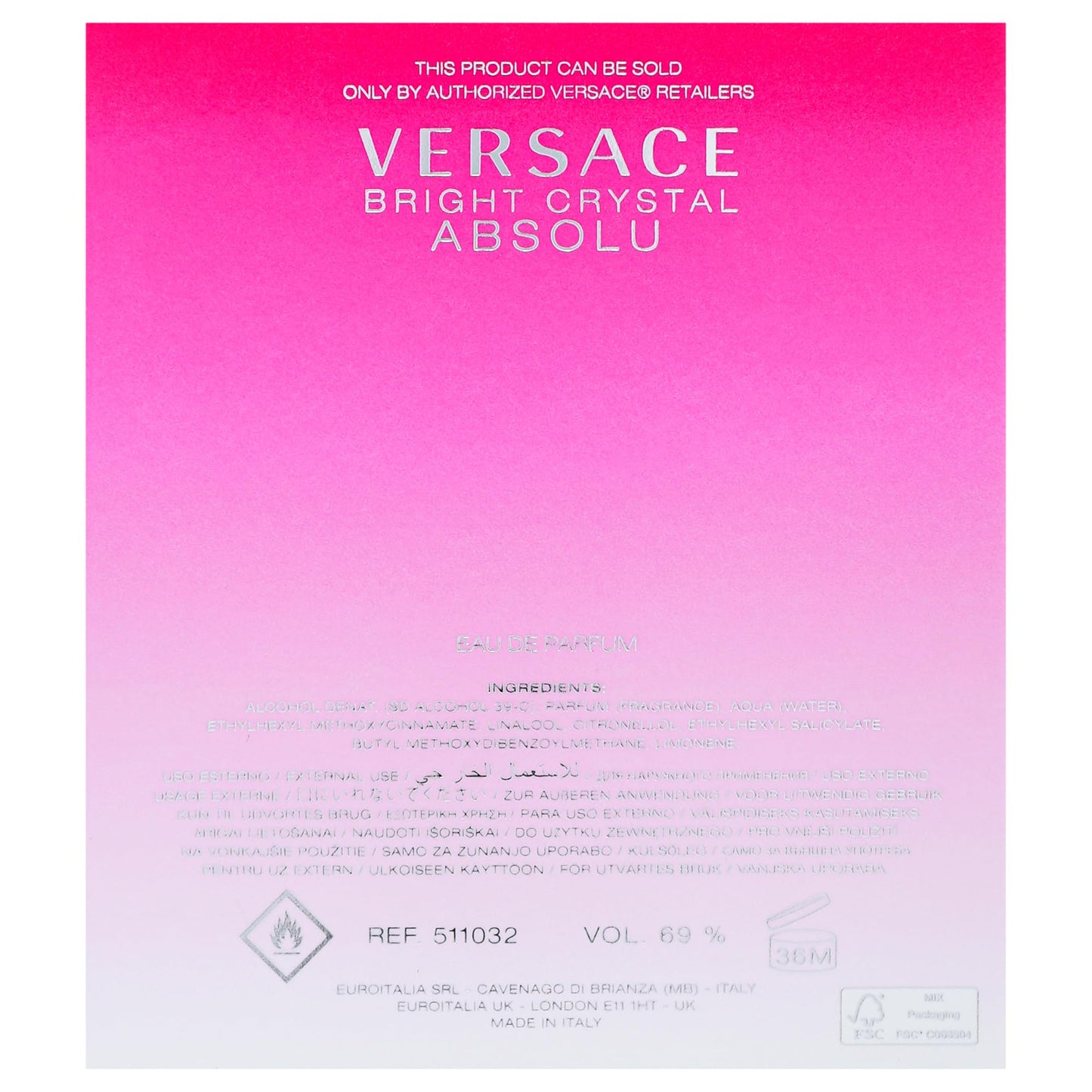 Versace Bright Crystal Absolu for Women 3.0 oz Eau de Parfum Spray
