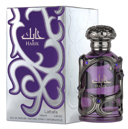 Lattafa Habik – Spicy, Aromatic, Woody, Musky – Eau de Parfum Spray Long-Lasting Fragrance for Men, 3.4 Ounce / 100 ml