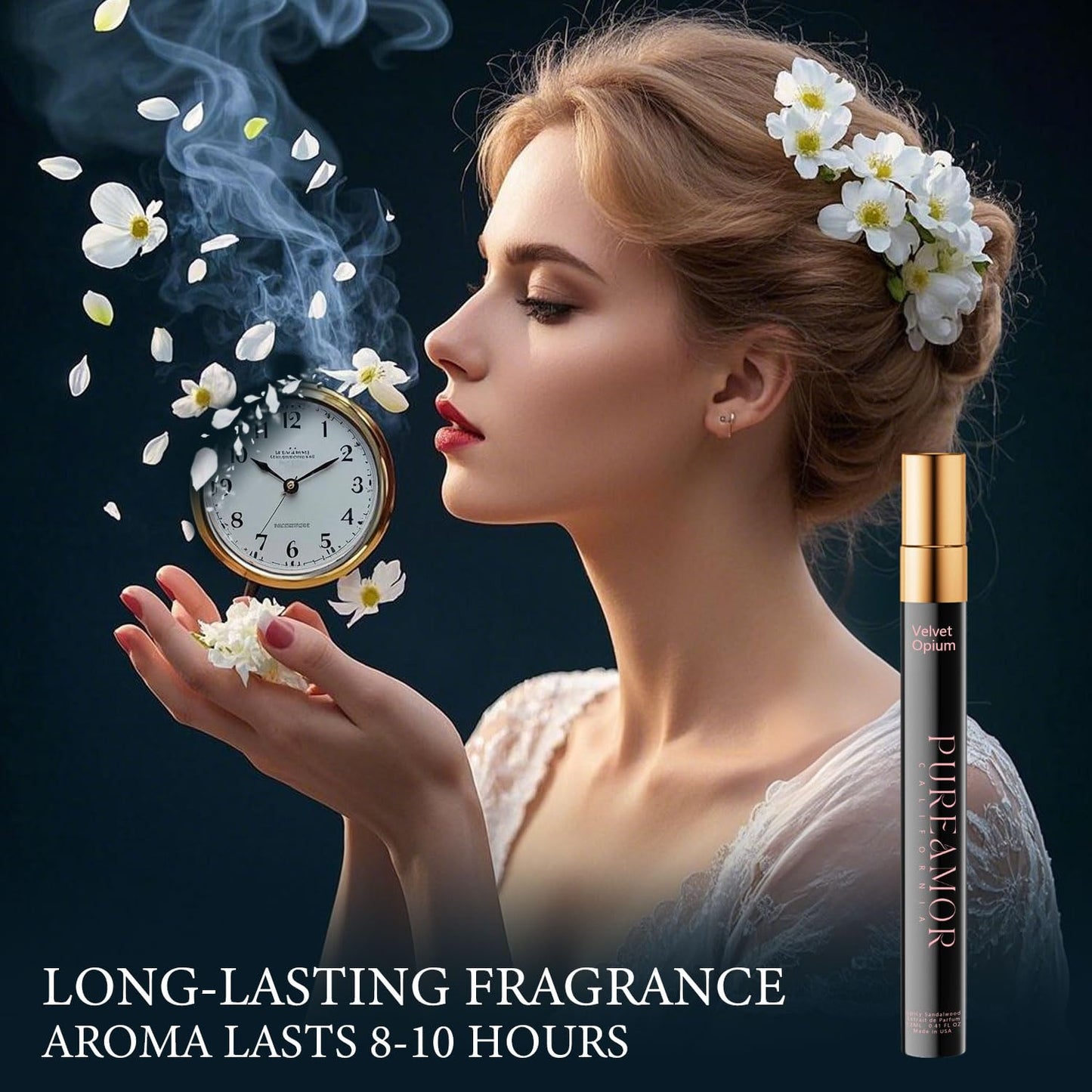 PUREAMOR Pheromones Perfumes for Women, Amber Vanilla Perfume, Long Lasting Eau De Parfum Cologne, Enhanced Scents Pheromone Cologne for Men&Women, 0.41 fl.oz Travel Size Perfumes Spray (Velvet Opium)