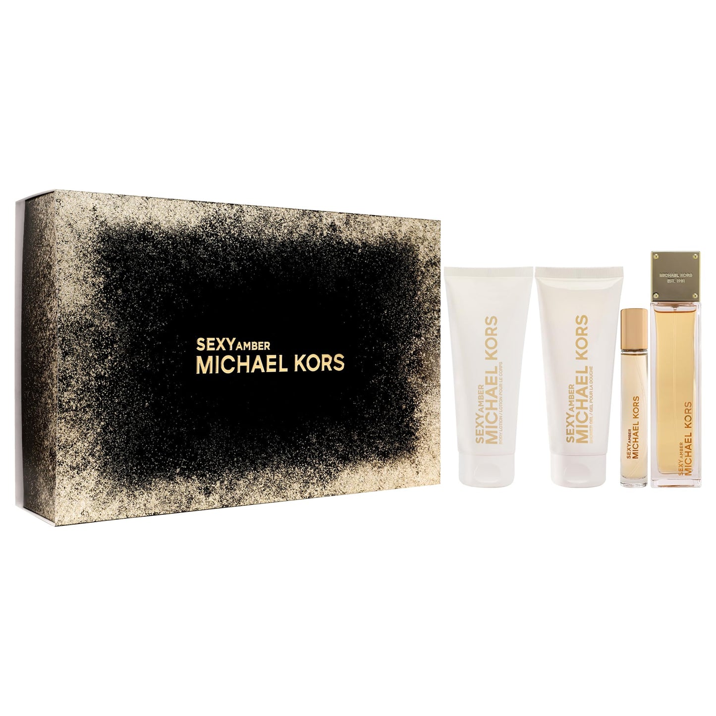Sexy Amber by Michael Kors for Women - 4 Pc Gift Set 3.4oz EDP Spray, 0.33oz EDP Spray 3.4oz Body Lotion, 3.4oz Shower Gel