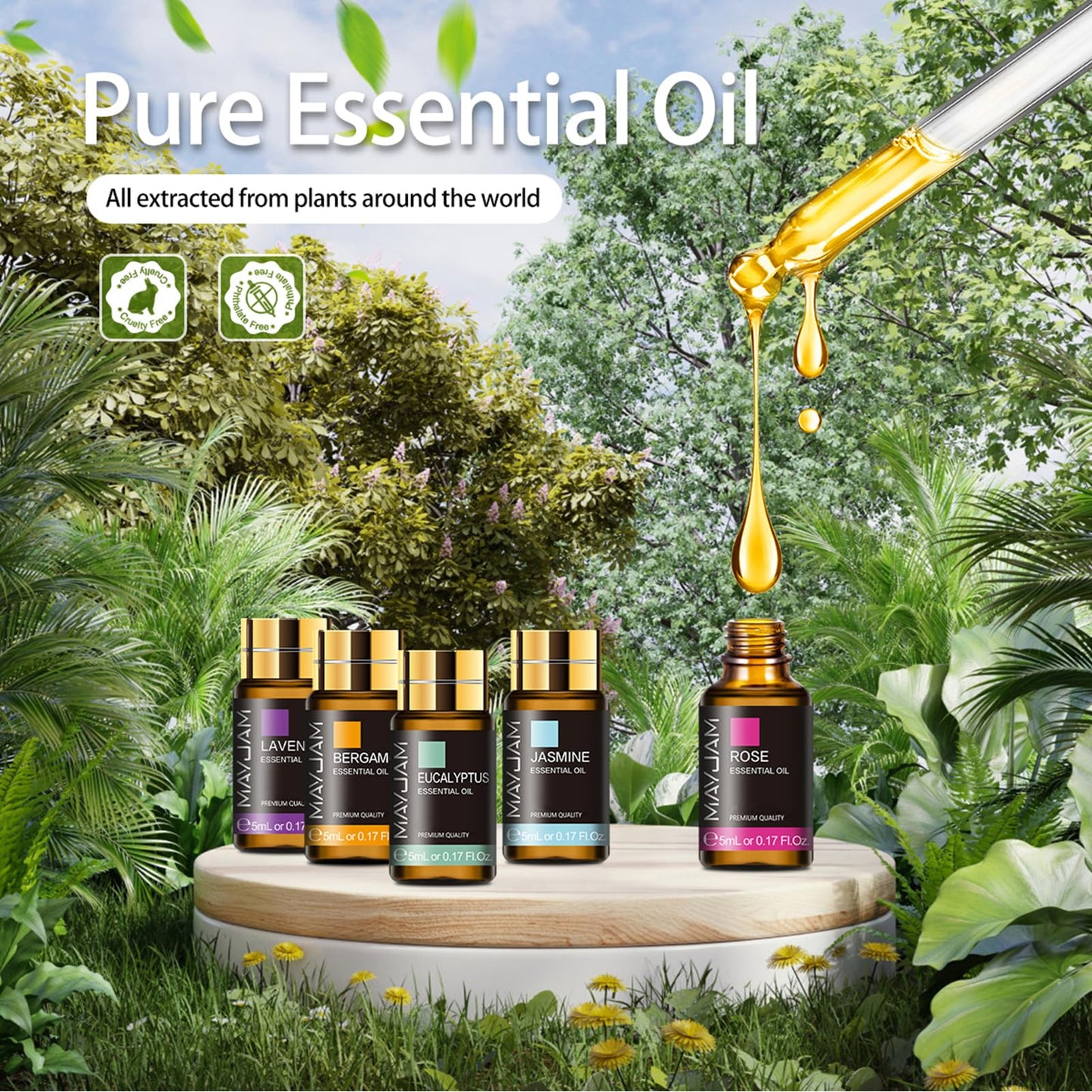 MAYJAM Tea Tree 20 Pcs Pure Essential Oil Gift Set, for Diffuser, Humidifiers, Skin Care, Massage, Fragrance Oil Scent for DIY Candle and Soap Making, Gift for Friend (5ML)