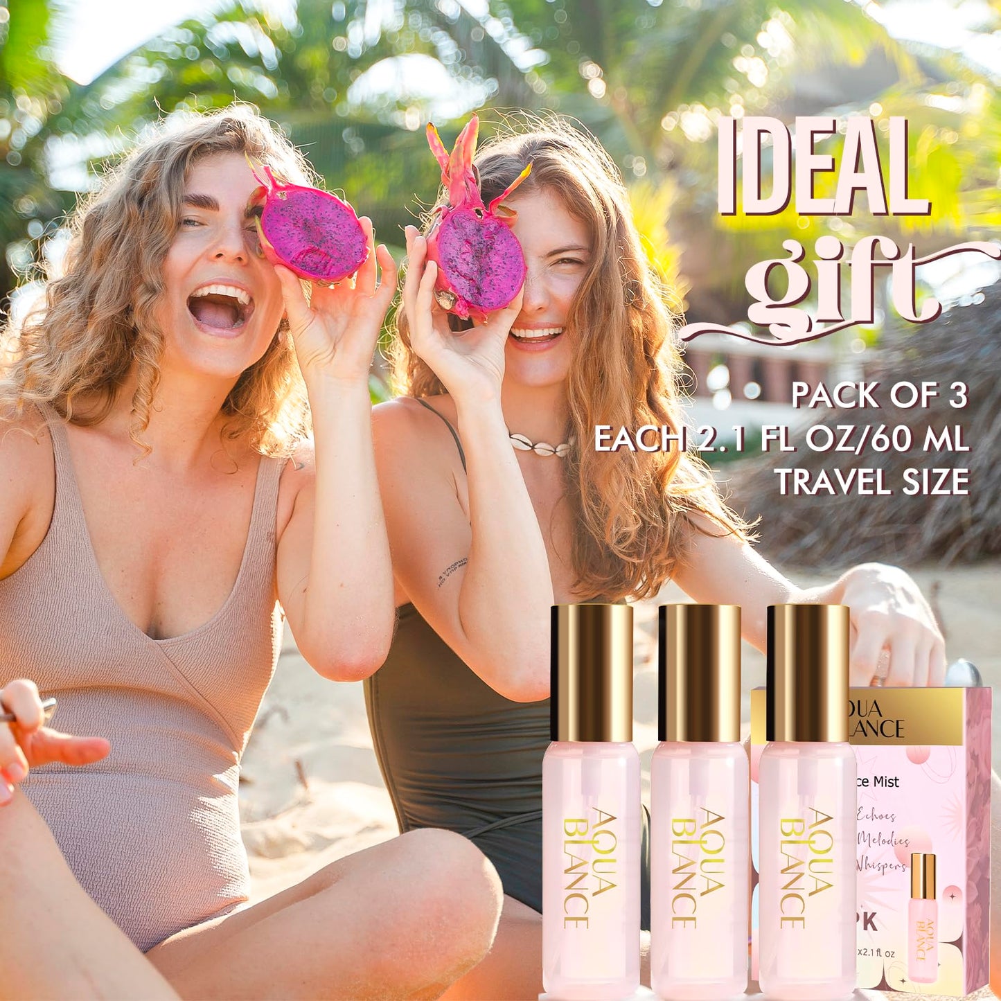 AQUA BLANCE Body Spray for Women, Body Fragrance Mist Gift Set, 3-Pack, Each 60ml/2.1 FlOz, Travel Size Three Scents, Womens Body Spray