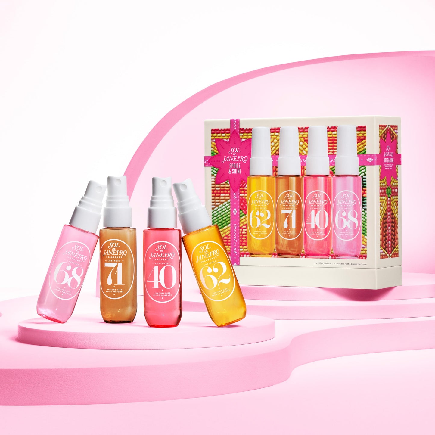 SOL DE JANEIRO Spritz & Shine Cheirosa Perfume Mist Set | Amazon Exclusive | Perfume Mist Discovery Set of 4 | Holiday Gift Set