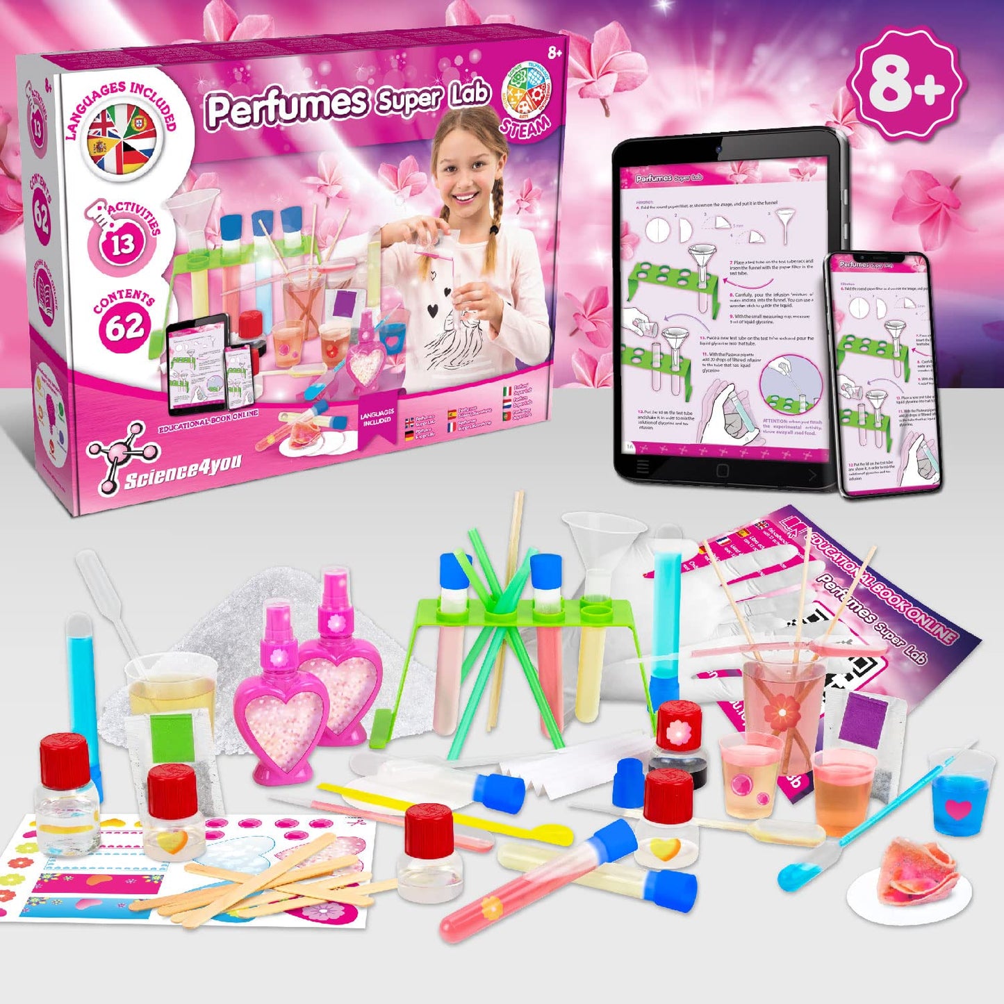 Science4you Super Perfume Making Kit for Kids 8+ Years Old - Make Your Own Perfumes for Girls + 13 DIY Crafts for Kids, Toys, Games and Gifts for Girls Age 8 9 10 11 12+
