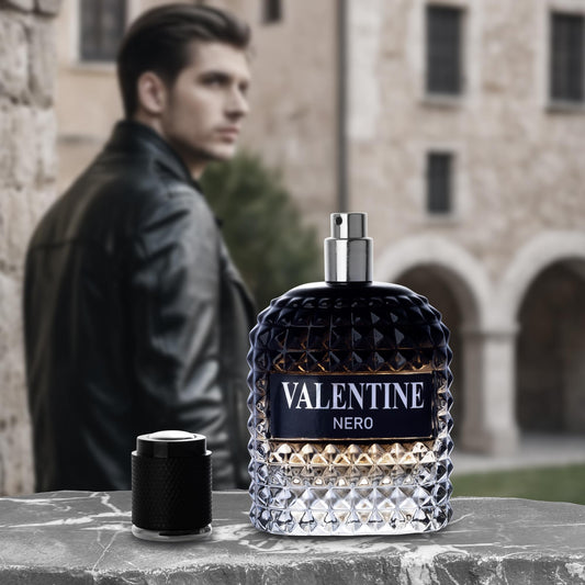 URBAN COLLECTION Valentine Nero for Men - Woody Aromatic Fragrance with Floral and Mineral Notes - Masculine Scent - 100ml