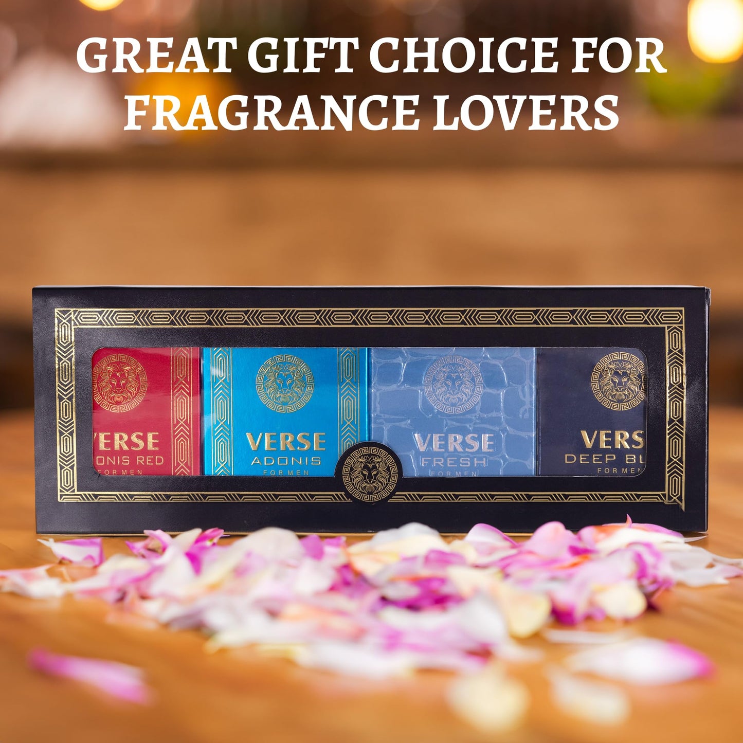 NovoGlow Verse Mini 4-Piece Fragrance Gift Set for Men - Aromatic, Floral, Oriental & Woody Notes - Individually Boxed - Travel Size - 25ml Eau De Parfum