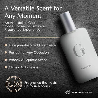 PB ParfumsBelcam G eàu Eau de Toilette Perfume Spray for Men - 3.4 Fl Oz Affordable Long Lasting Cologne, Modern Masculine Scent with Woody Citrus Fragrance Made with Premium Oils for All Day Use